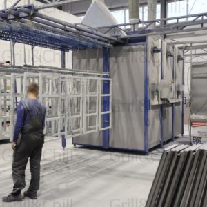 Камера для полимерной покраски металла с покрашенными деталями. Производство модульных барбекю-комплексов и печей для барбекю производителя Grill&Chill ❘ grilldacha.ru